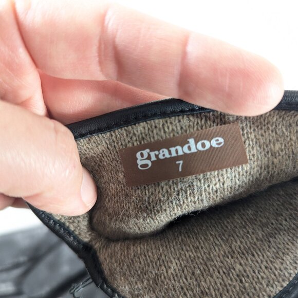 Vintage size 7 EATON Black leather gloves cashmere blend lining NOS - Picture 8 of 10